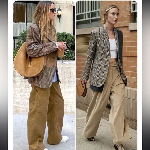 Madewell Brown Wide Legged Checkered Flannels Pants Pockets - Gently Used - Picture 14 of 14